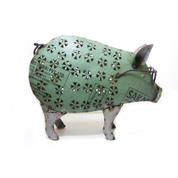 Świnka w Okularach lampion Figurka metalowa z recyclingu